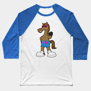 Horse with Sunglasses Baseball T-Shirt
